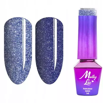Molly Lac, 617 Flashing Lights Metal Rain, гибридный лак для ногтей с блестками, 5 мл