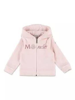 Moncler Enfant флисовый спортивный костюм с вышитым логотипом, розовый
