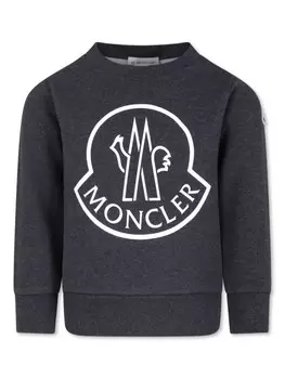 Moncler Enfant хлопковая толстовка с логотипом, синий