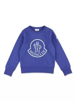 Moncler Enfant хлопковая толстовка с логотипом, синий