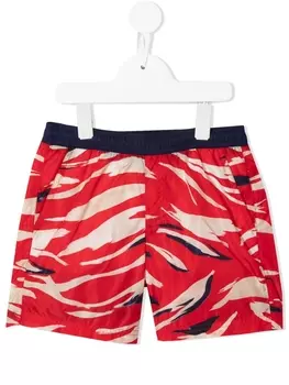 Moncler Enfant плавки-шорты с принтом, красный