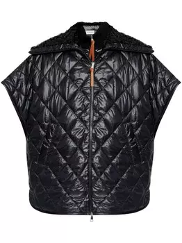 Moncler стеганое пальто-накидка, черный