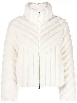 Moncler стеганый бархатный пуховик Pedrix, нейтральный цвет