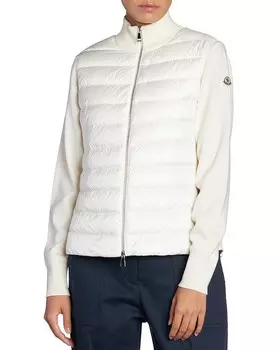 Moncler Стеганый шерстяной кардиган-пуховик, белый