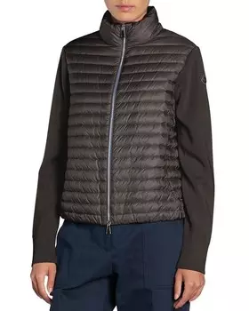 Moncler Стеганый шерстяной кардиган-пуховик, черный
