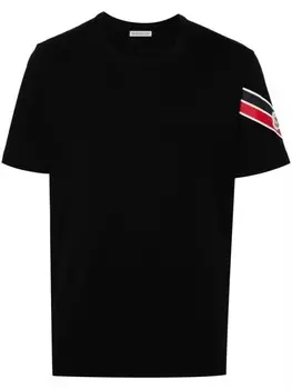 Moncler трехцветная хлопковая футболка, черный