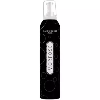 Morfose, Extra Strong Mousse Black, Очень сильный мусс для укладки волос, блеск и дополнительный объем, 350 мл