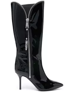 Moschino 85-миллиметровые лакированные сапоги, черный