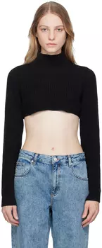Moschino Jeans Черная водолазка с вышивкой