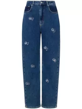 MOSCHINO JEANS зауженные джинсы с завышенной талией, синий