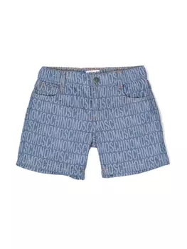 Moschino Kids джинсовые шорты с жаккардовым логотипом, синий