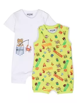Moschino Kids комплект из двух боди с принтом Teddy Bear, зеленый