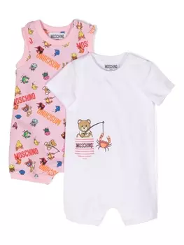 Moschino Kids комплект из двух боди с принтом Teddy Bear, розовый