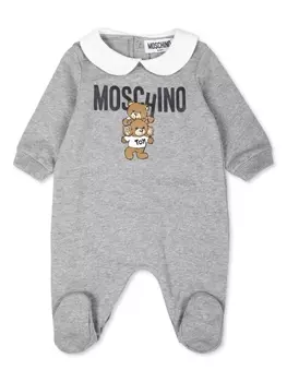 Moschino Kids мотив плюшевого мишки babygrow, серый
