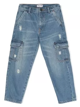 Moschino Kids прямые джинсы карго, синий