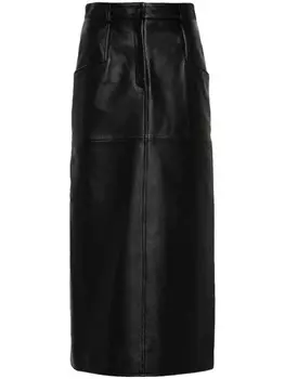 Moschino кожаная юбка миди, черный