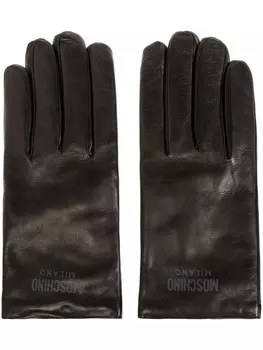 Moschino кожаные перчатки, черный