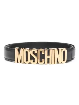 Moschino кожаный ремень с логотипом, черный