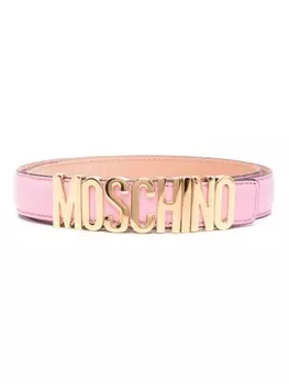 Moschino кожаный ремень с логотипом, розовый