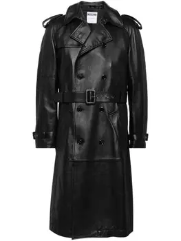 Moschino кожаный тренчкот с поясом, черный