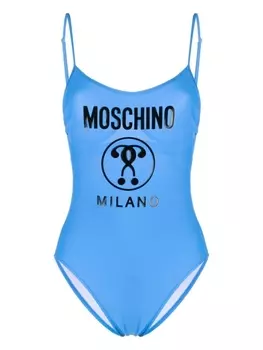 Moschino купальник с логотипом, синий