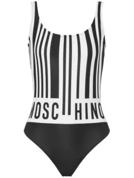 Moschino купальник с принтом, белый