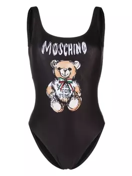 Moschino купальник с принтом Teddy Bear, черный