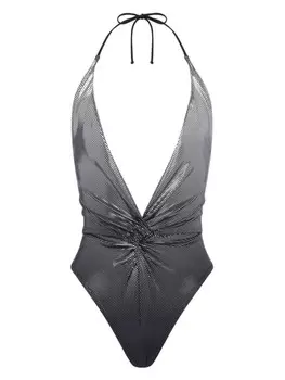 Moschino купальник в мелкую точку, серебристый