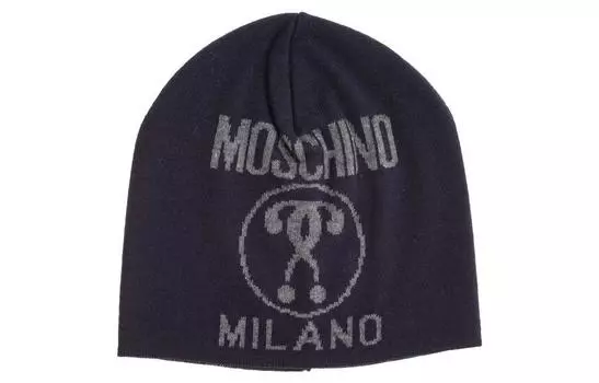 MOSCHINO Мужская шерстяная шапка синего цвета