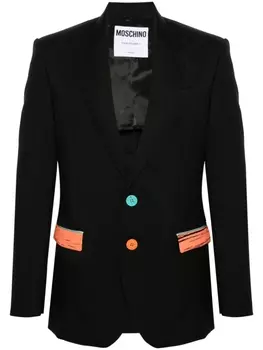 Moschino пиджак с контрастной отделкой, черный