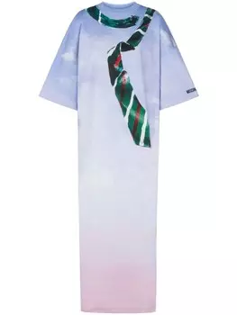 Moschino платье макси с логотипом, синий