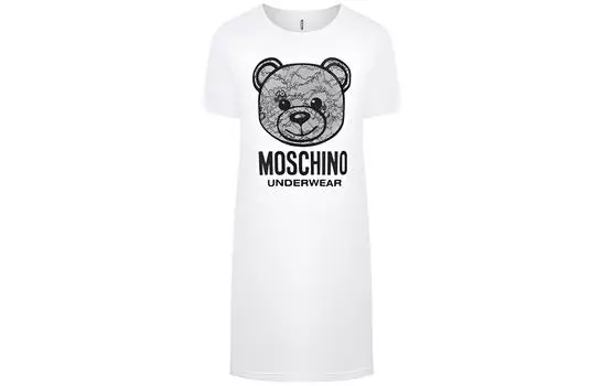 MOSCHINO Платье с короткими рукавами женское белое