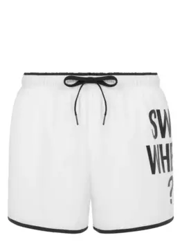 Moschino плавки-шорты с логотипом, белый
