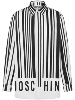 Moschino поплиновая рубашка с принтом, белый
