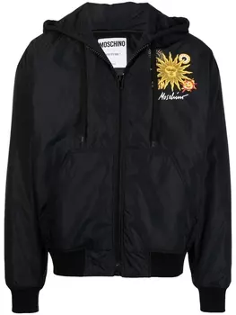 Moschino пуховик с принтом, черный