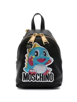 Moschino рюкзак на молнии с нашивкой, черный