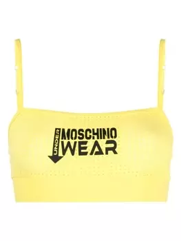 Moschino сетчатый бюстгальтер с логотипом, желтый