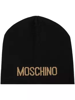 Moschino шапочка с логотипом в технике интарсия, черный