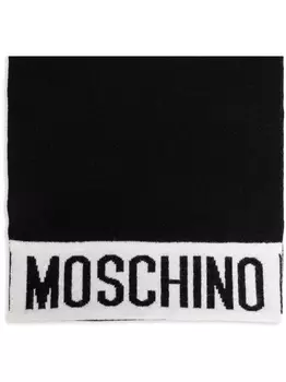 Moschino шарф с логотипом в технике интарсия, черный
