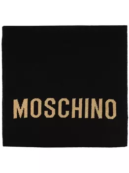 Moschino шарф с логотипом в технике интарсия, черный
