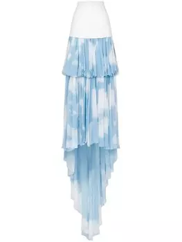 Moschino шелковая ярусная юбка, синий