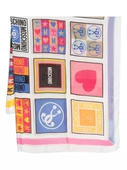 Moschino шелковый платок с логотипом, белый