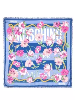Moschino шелковый платок с логотипом, синий