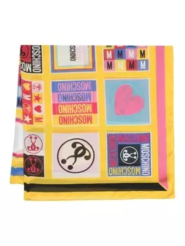 Moschino шелковый платок с логотипом, желтый