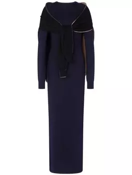 Moschino шерстяное платье с шарфом, синий