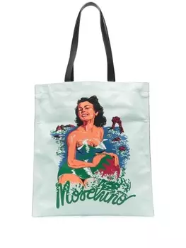Moschino сумка-тоут с принтом, синий
