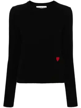 Moschino свитер с сердечками, черный