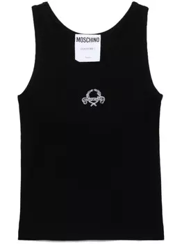 Moschino топ с вышитым логотипом, черный