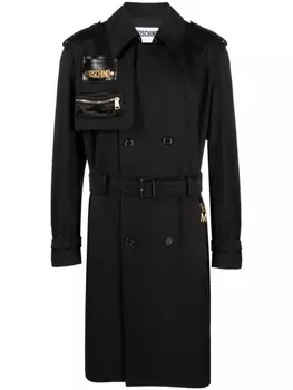 Moschino тренч с логотипом, черный