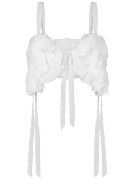 Moschino укороченный топ с оборками, белый